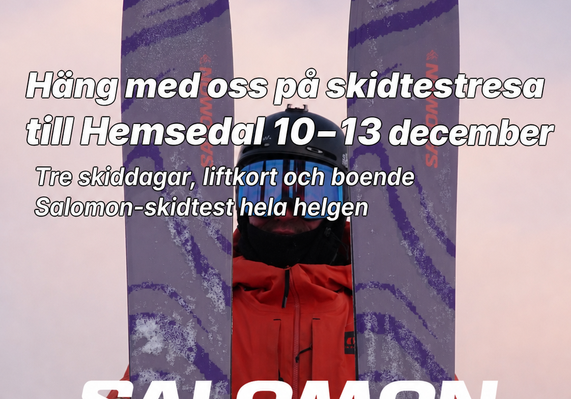 Skidtestresa till Hemsedal 10–13 december 2026 med Skistore och Salomon