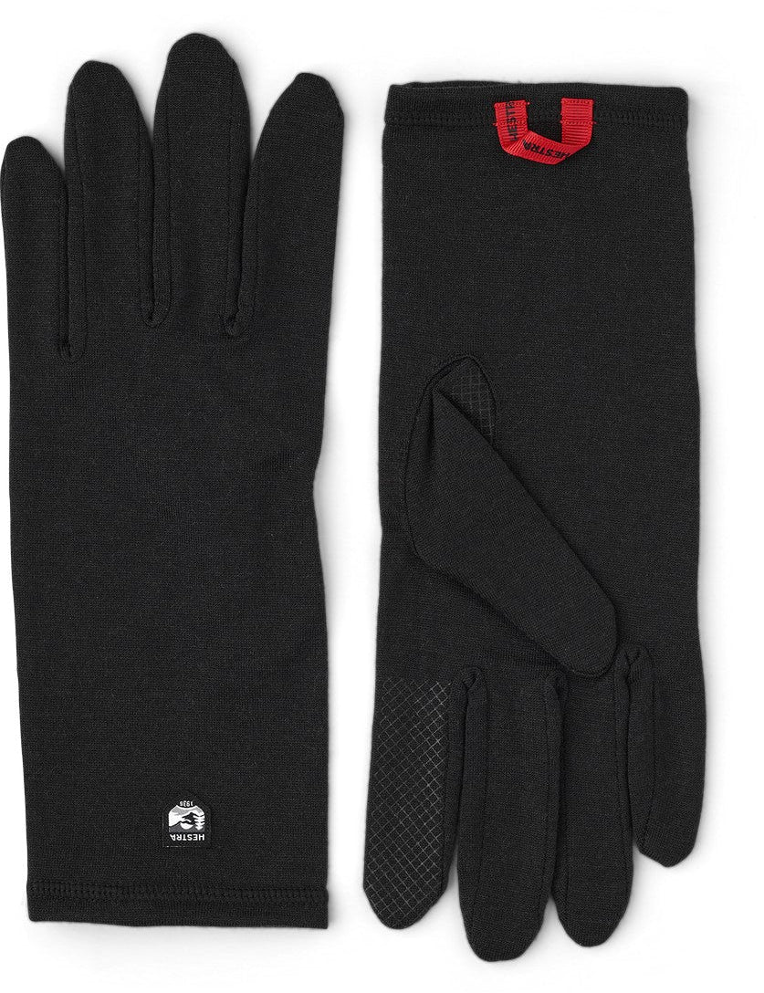Hestra Merino Wool Liner Long - 5 finger Black
