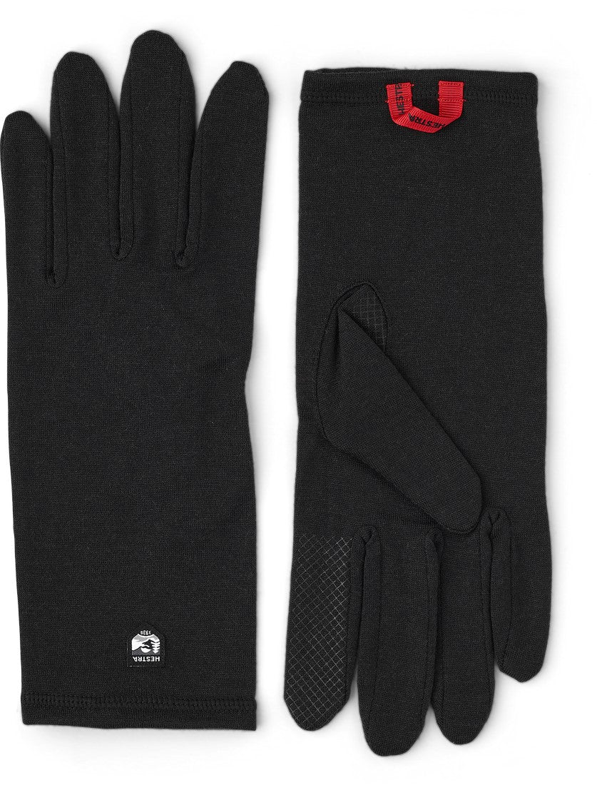Hestra Merino Wool Liner Long - 5 finger Black