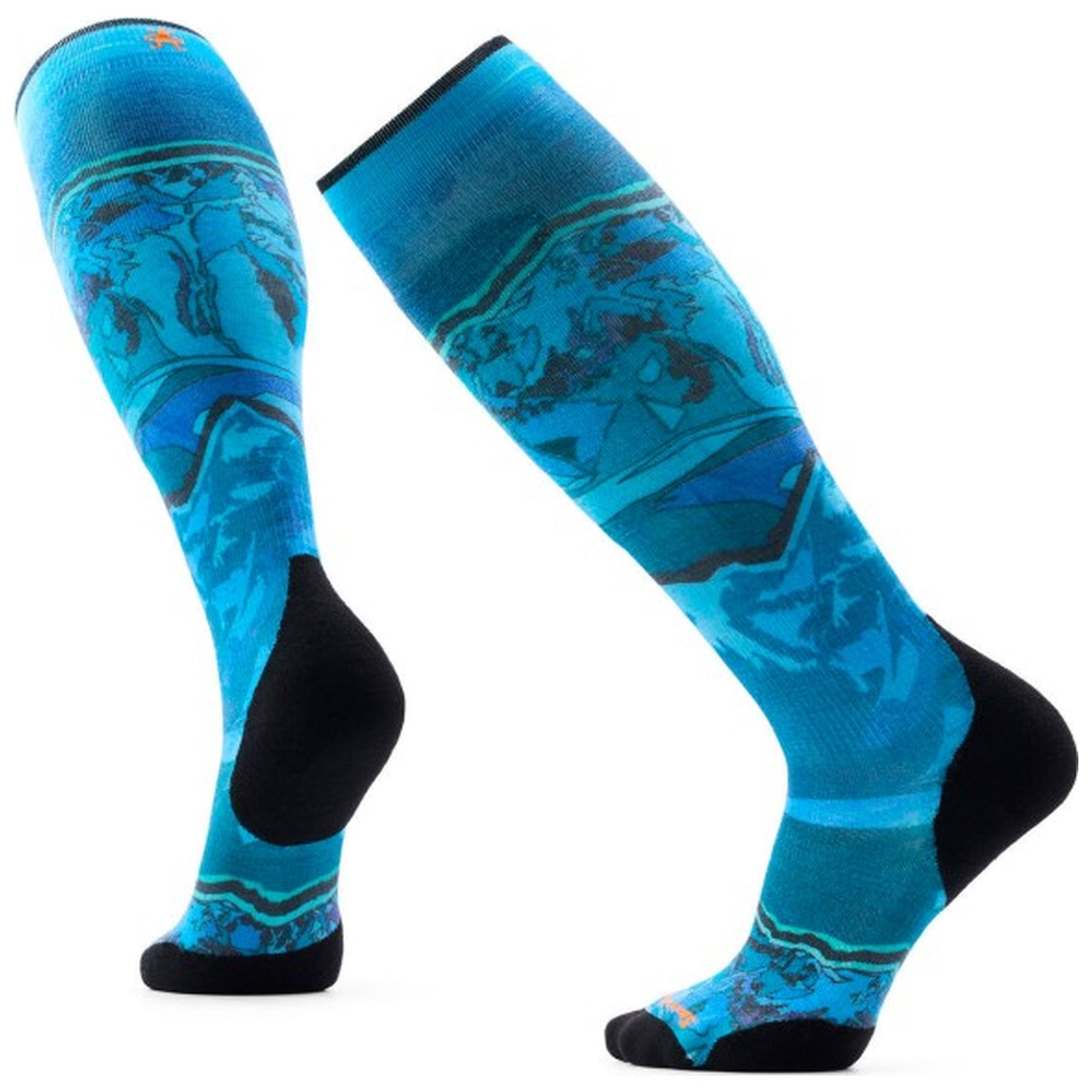 Smartwool M Ski Targeted Cushion Storm Peak Print OTC Socks NIGHTFALL BLUE