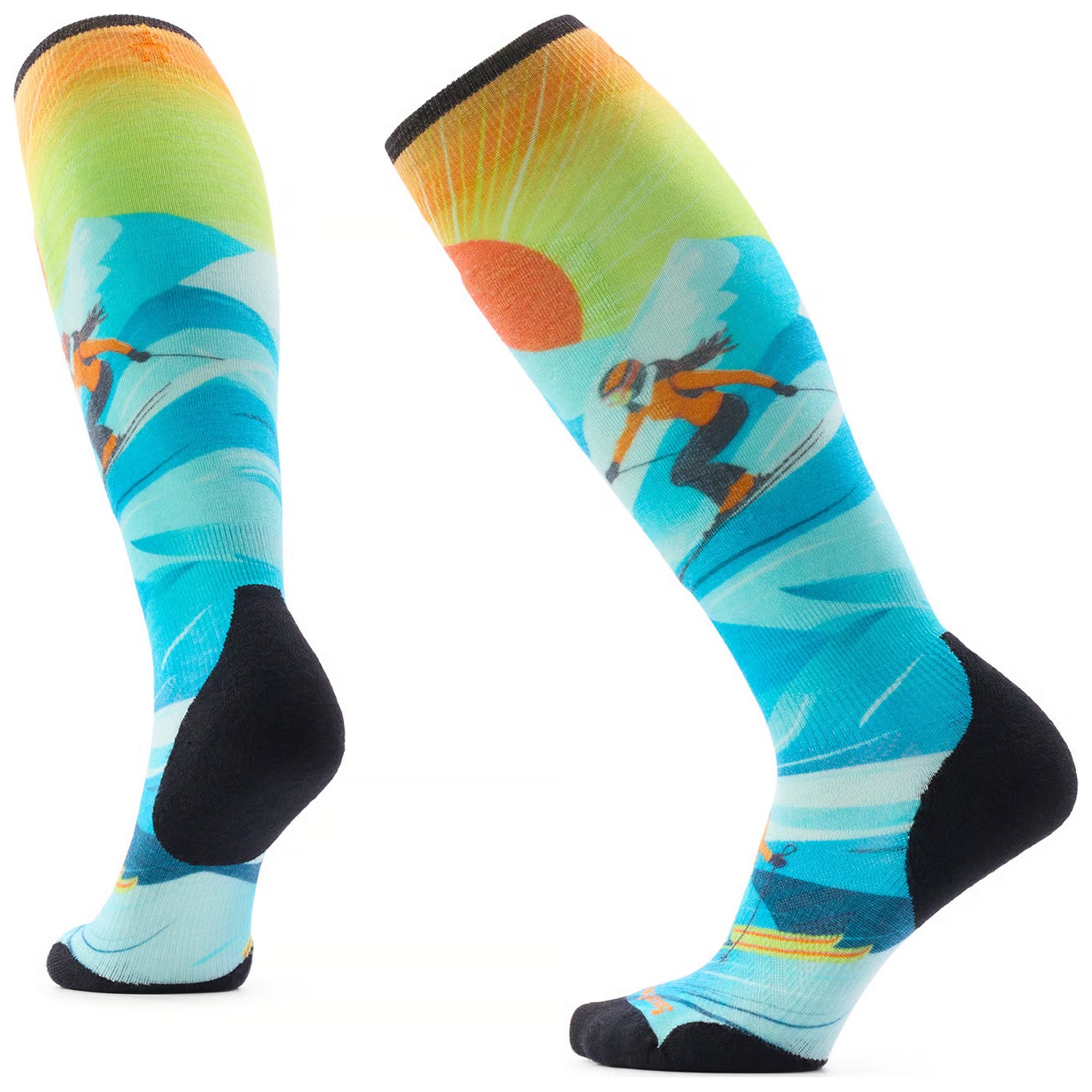 Smartwool W Ski Targeted Cushion Steep Days Print OTC Socks SERENE BLUE