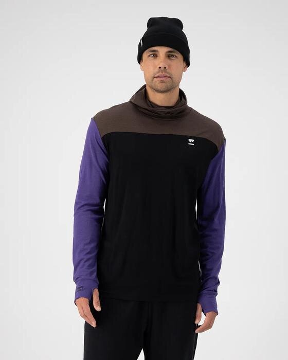 Mons Royale M Yotei Powder Hood LS Violet / Cedar / Black 