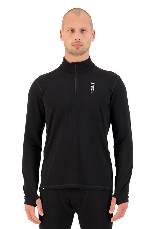 Mons Royale Cascade Merino Flex 200 1/4 Zip Black